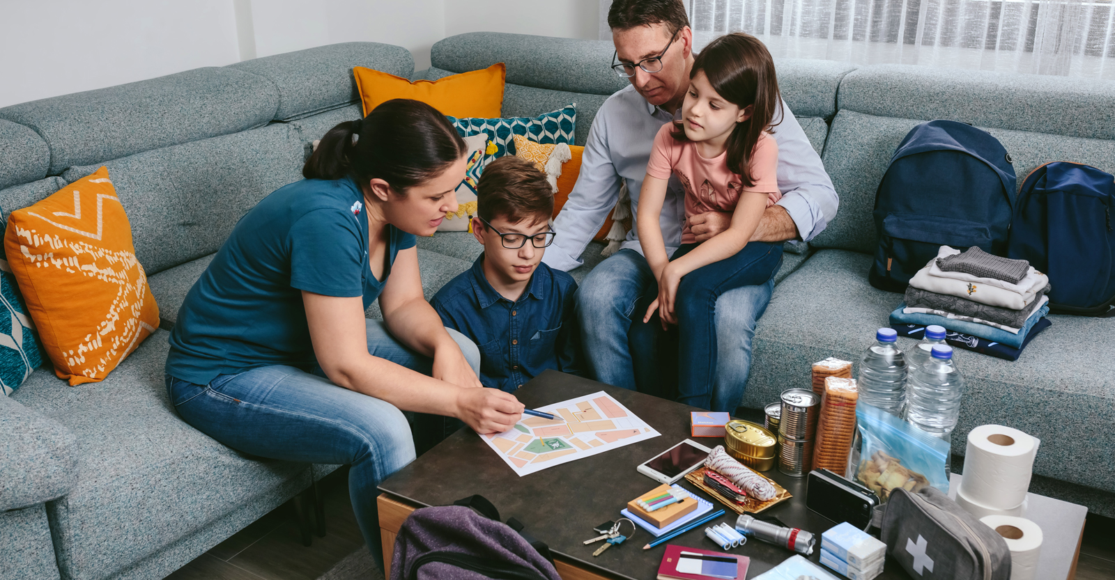 Family in living room