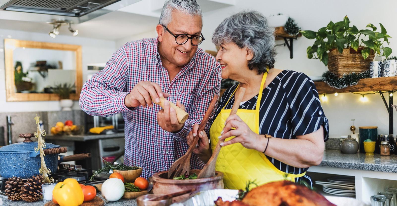 couple cooking a meal together