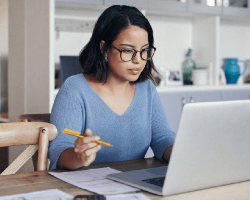 Woman working at her computer