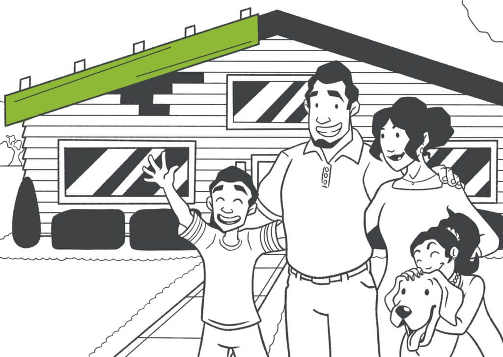 Family safe from hurricane illustration