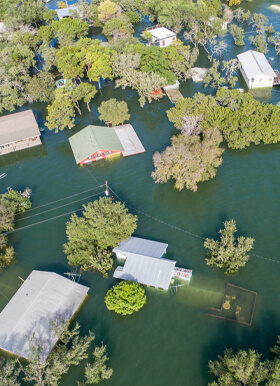 Arial view of flooding