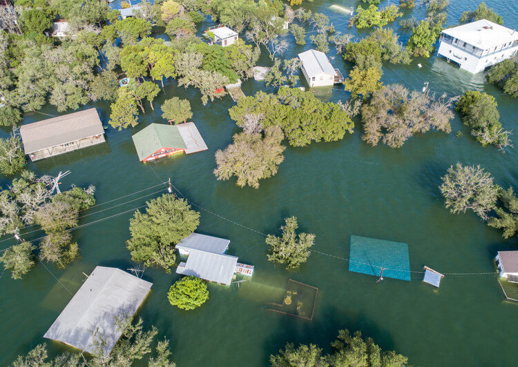 Arial view of flooding