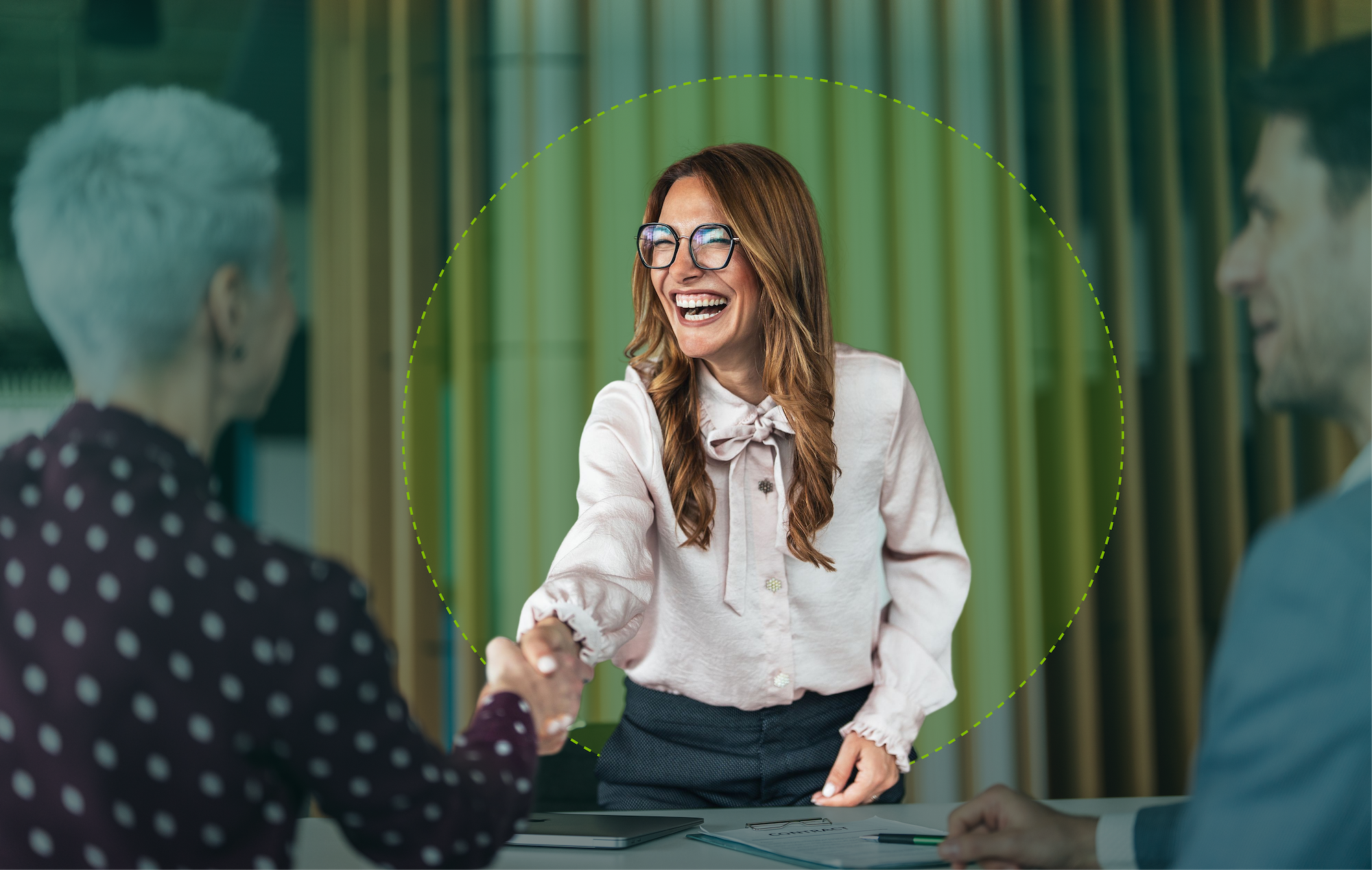 Smiling producer meeting a client