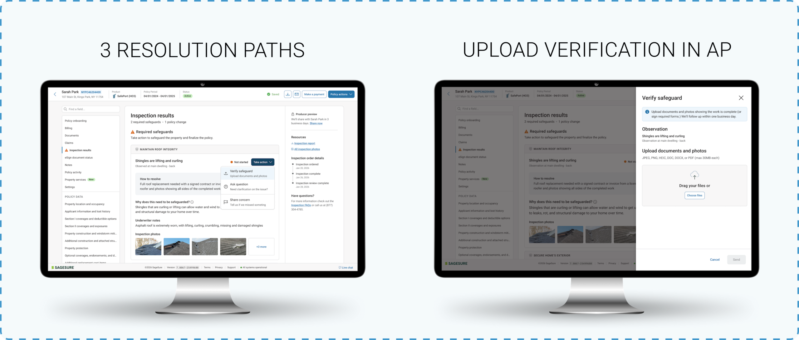 Producer View Take Action Menu Verify Safeguard Hover