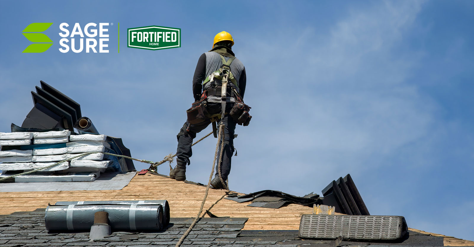 man standing on roof
