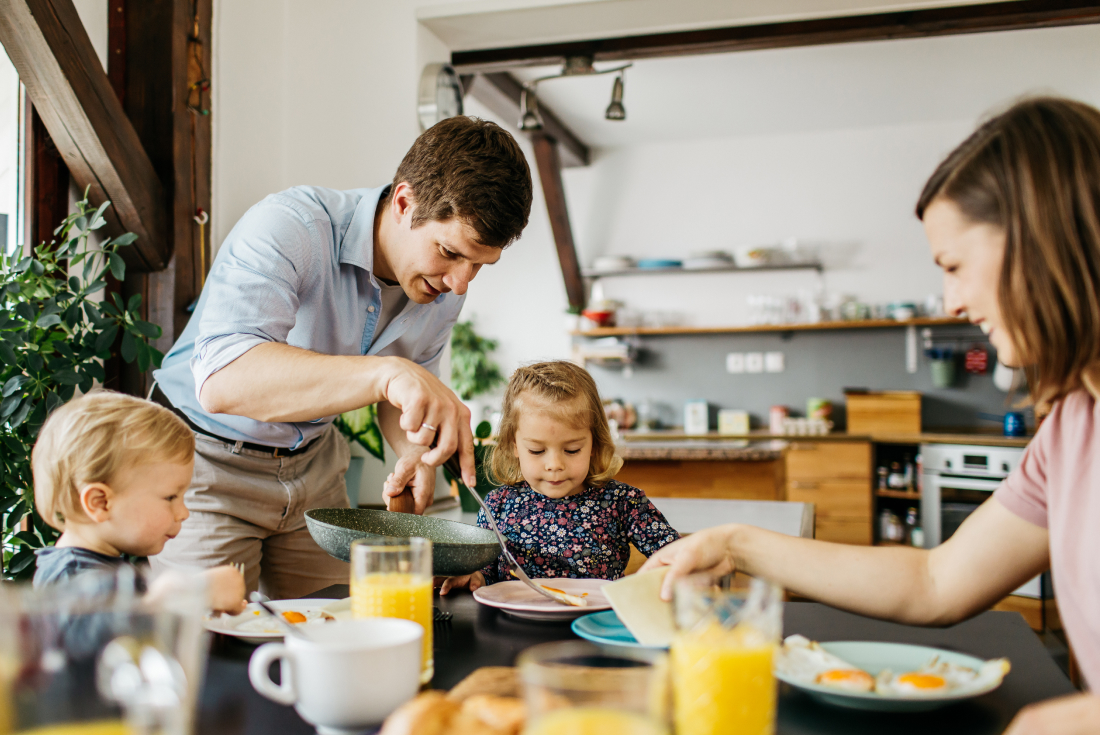 family eating dinner